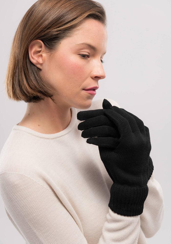 Merino Gloves - Black | Woman