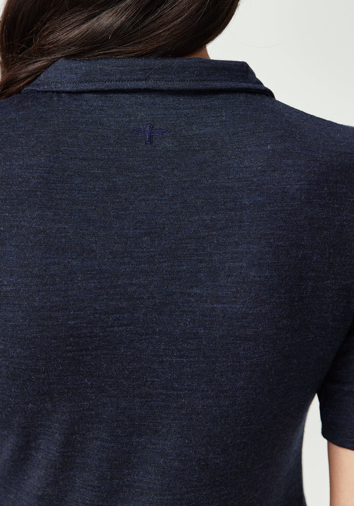 Merino Zip Tee - Dark Navy