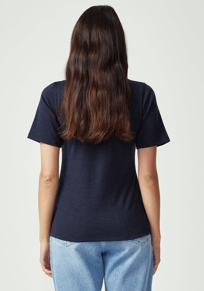 Merino Zip Tee - Dark Navy