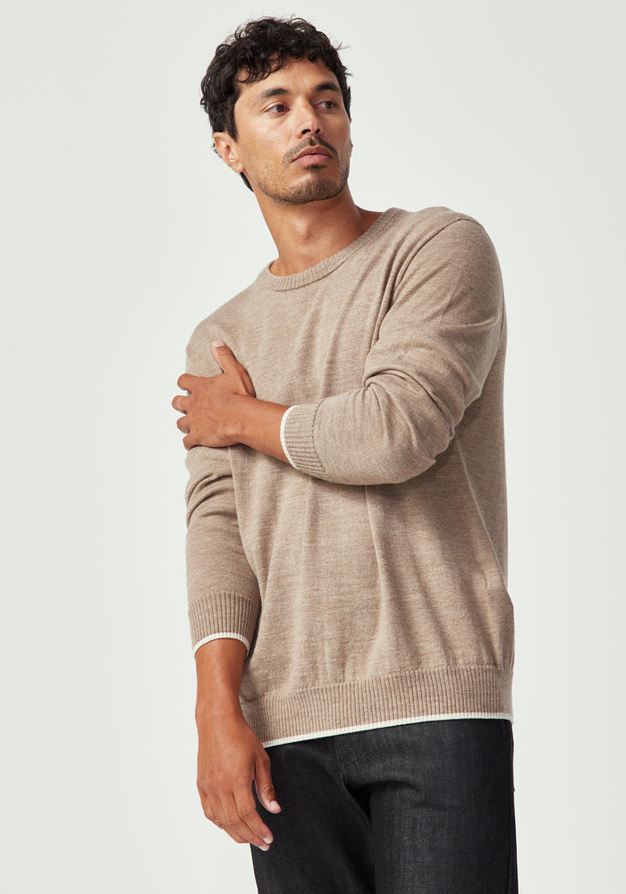 Miles Sweater - Cobblestone/Ecru