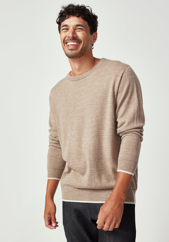 Miles Sweater - Cobblestone/Ecru