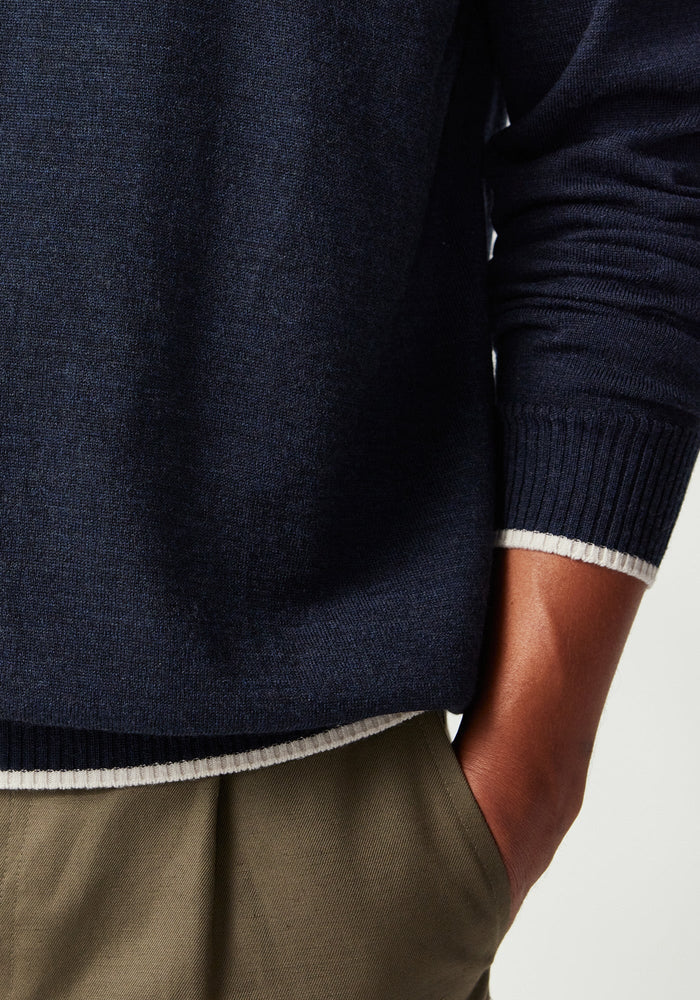 Miles Sweater - Dark Navy/Ecru