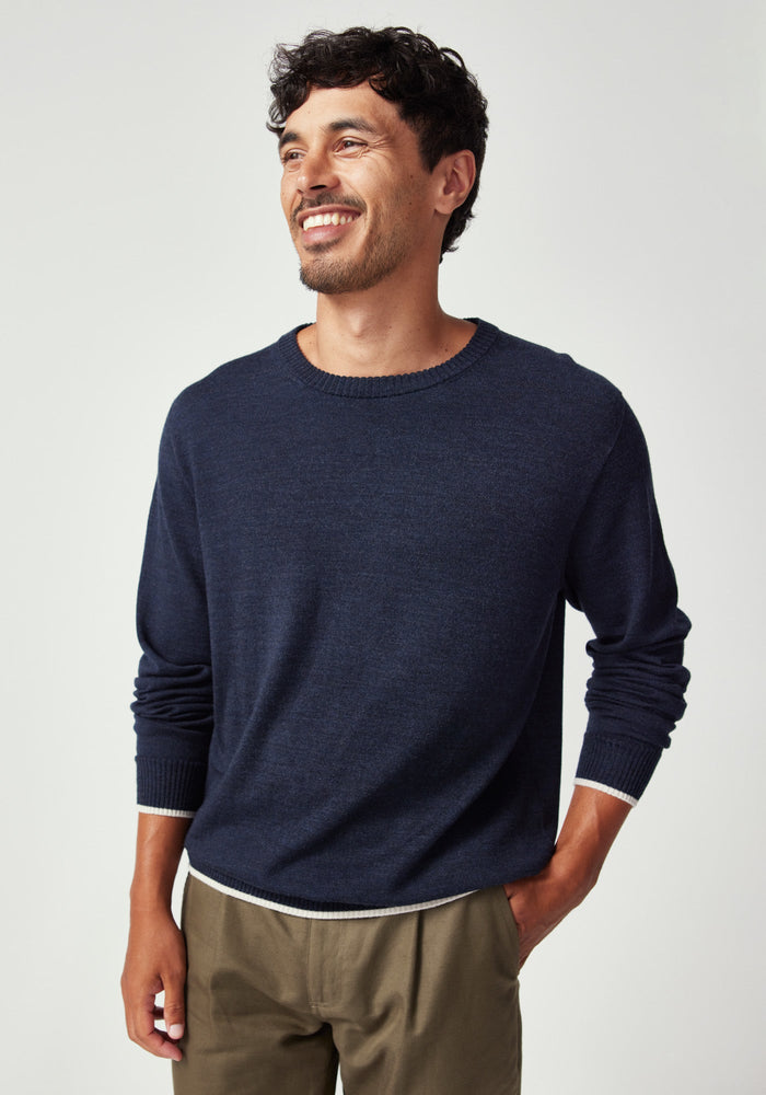 Miles Sweater - Dark Navy/Ecru