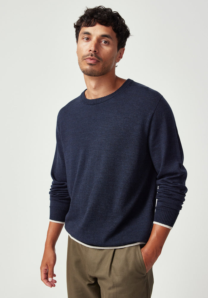 Miles Sweater - Dark Navy/Ecru
