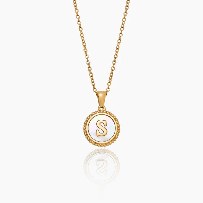 Mother Of Pearl Initial Pendant Necklace