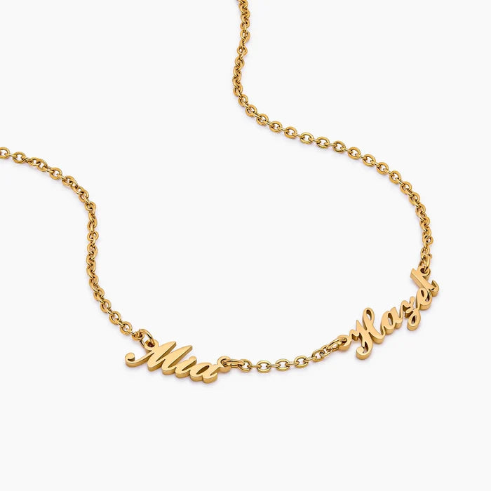 Multiple name necklace flat lay — Olivia Jewelry