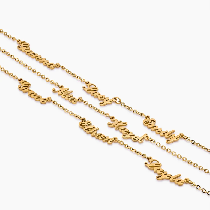 Custom multiple name necklace gold detail — Olivia Jewelry