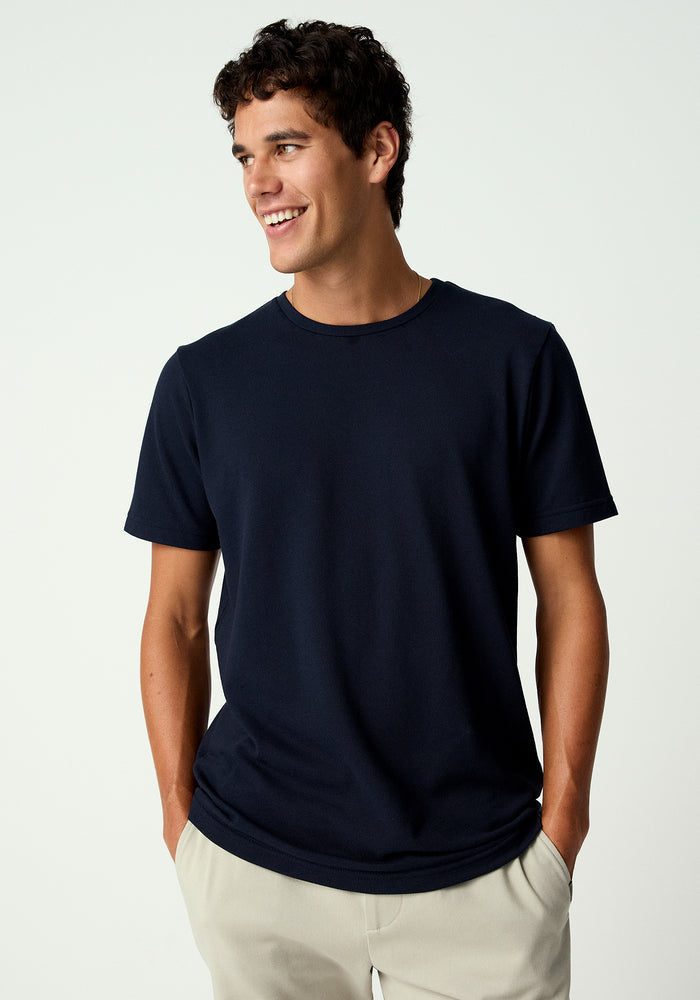 Myron Pique Tee - Dark Navy