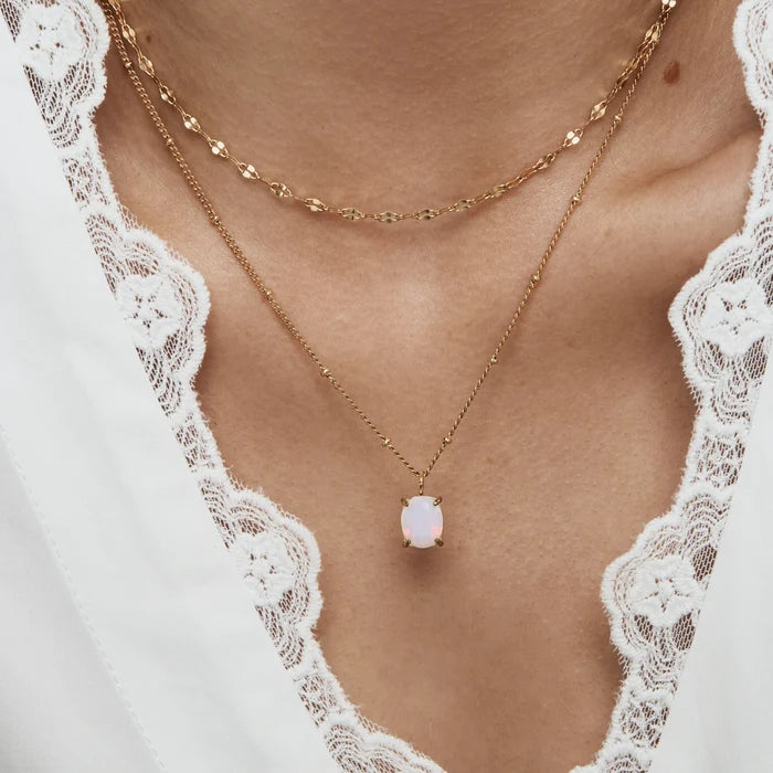 Opal Solitaire Necklace