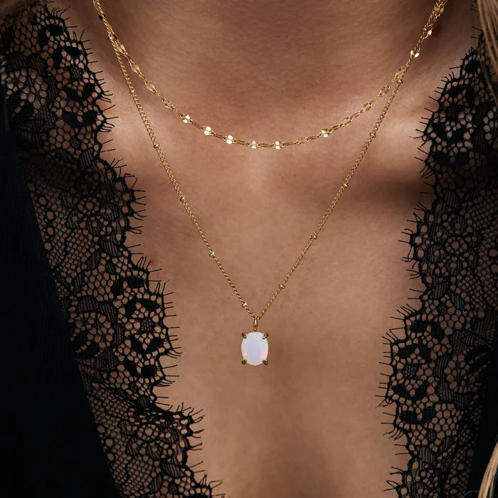 Opal Solitaire Necklace