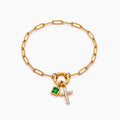 Paperclip cross charm bracelet in gold — Olivia Jewelry