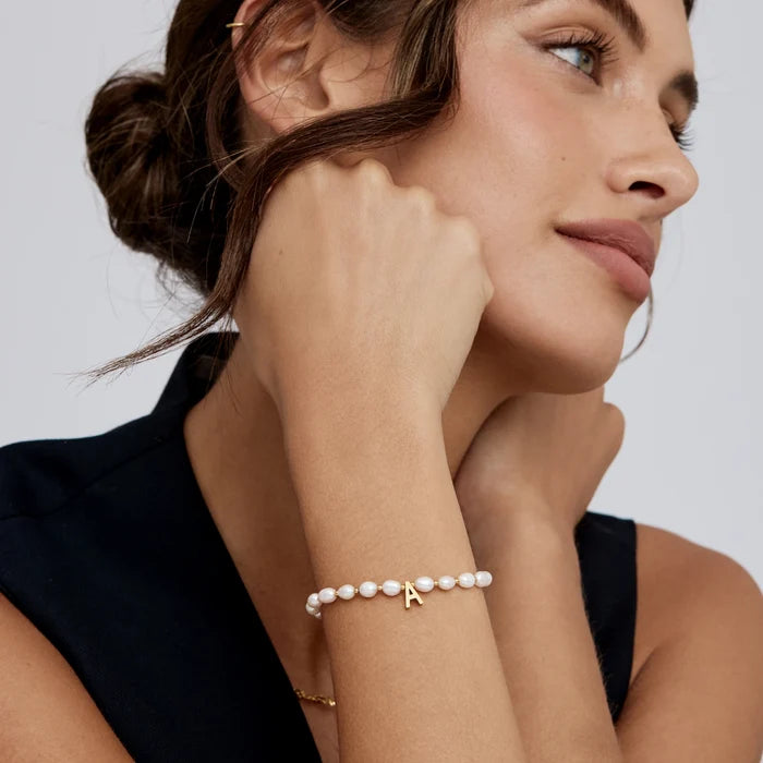Pearl Initial Charm Bracelet