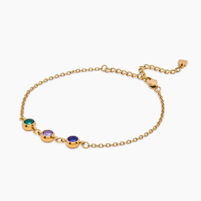 Gold multi birthstone bracelet styled — Olivia Jewelry