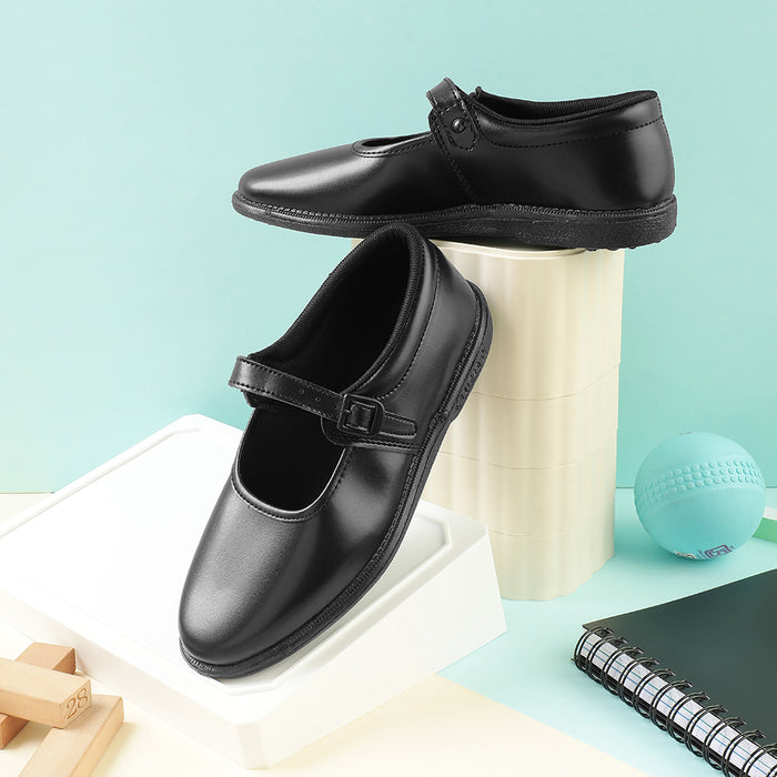 Prefect Black Ballerina Uniform School Shoes For Kids NS/GIRL(V) By Liberty