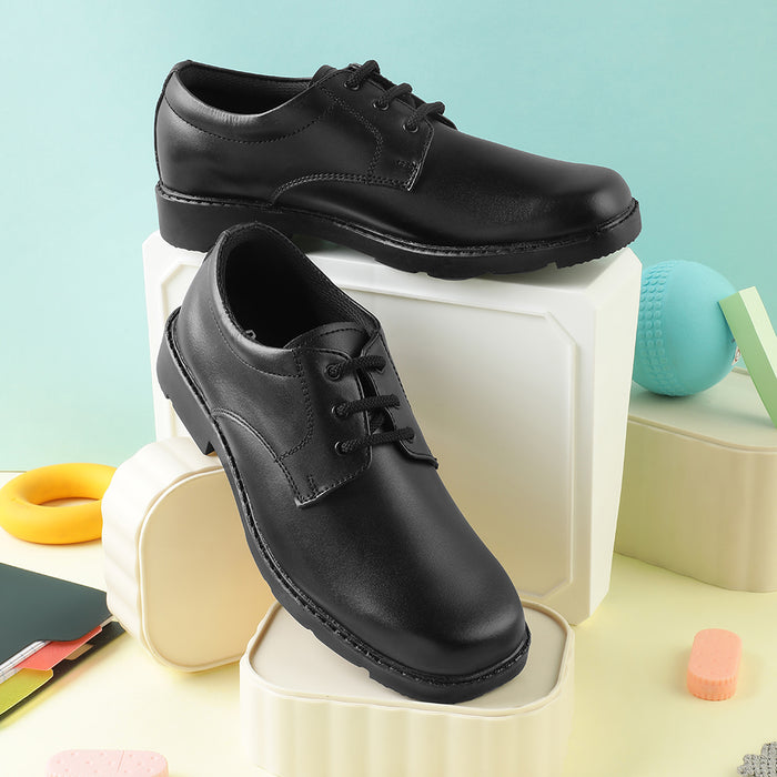 Prefect Black Non Lacing Uniform School Shoes For Kids S/BOY-LS N By Liberty
