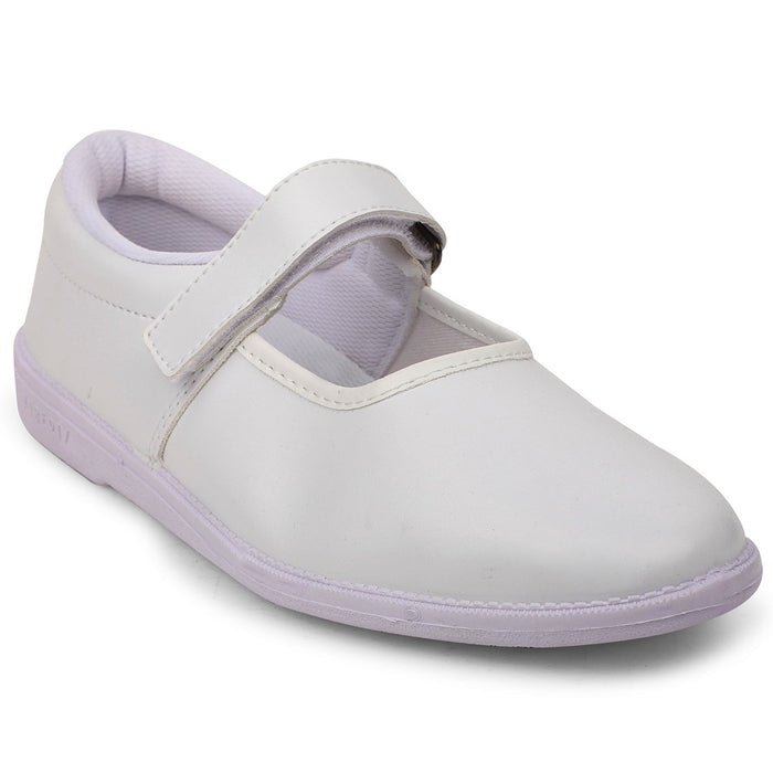 Prefect White Ballerina Uniform School Shoes For Kids NS/GIRL(V) By Liberty