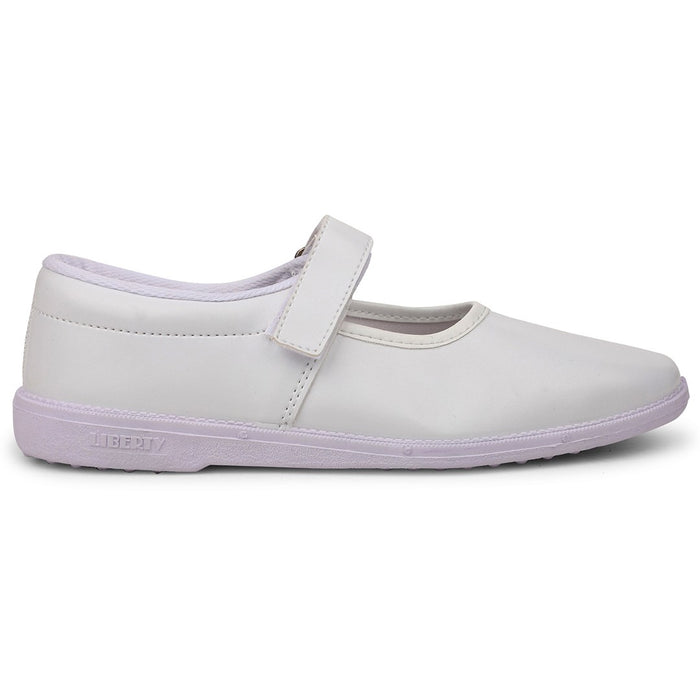 Prefect White Ballerina Uniform School Shoes For Kids NS/GIRL(V) By Liberty