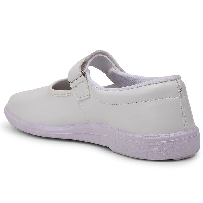 Prefect White Ballerina Uniform School Shoes For Kids NS/GIRL(V) By Liberty