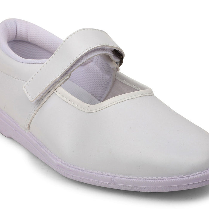Prefect White Ballerina Uniform School Shoes For Kids NS/GIRL(V) By Liberty