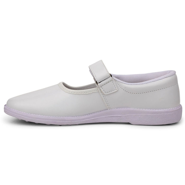 Prefect White Ballerina Uniform School Shoes For Kids NS/GIRL(V) By Liberty