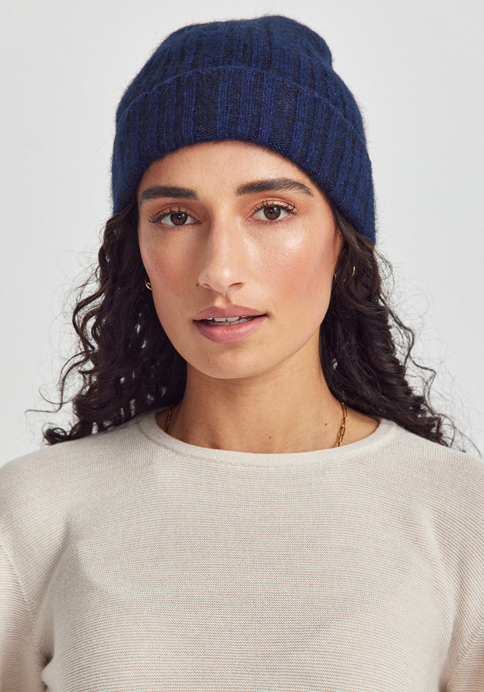 Rib Beanie - Zephyr/Dark Navy