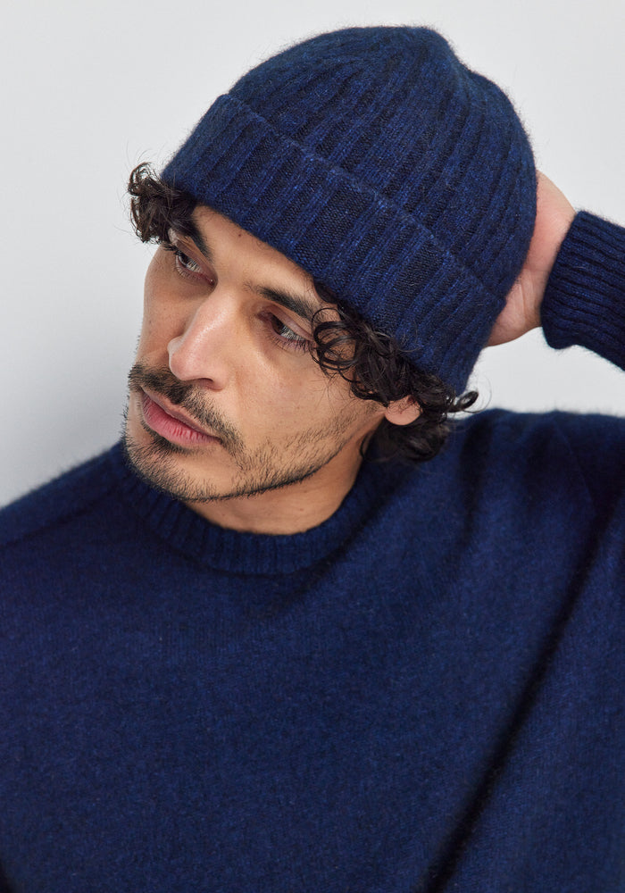 Rib Beanie - Zephyr/Dark Navy