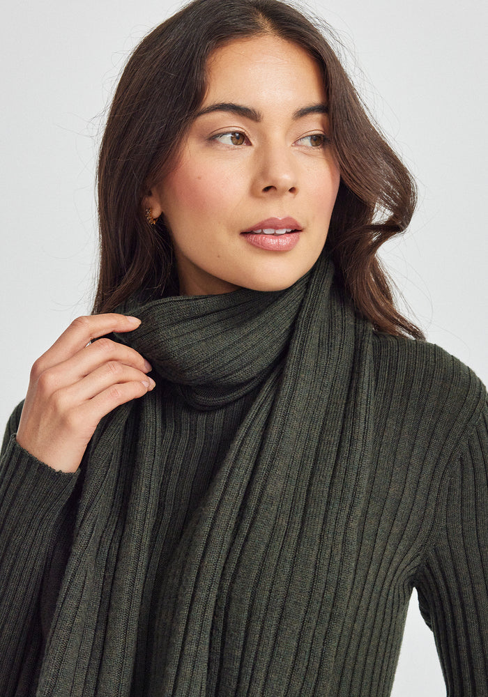 Rib Merino Scarf - Forest