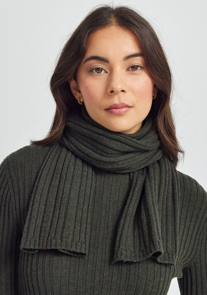 Rib Merino Scarf - Forest