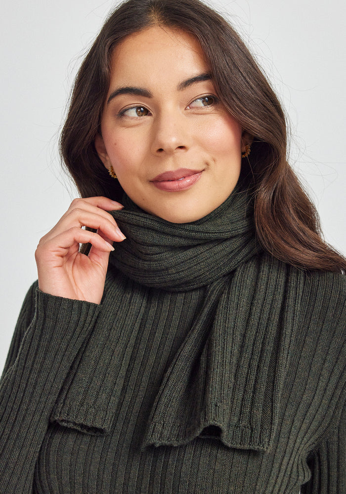 Rib Merino Scarf - Forest