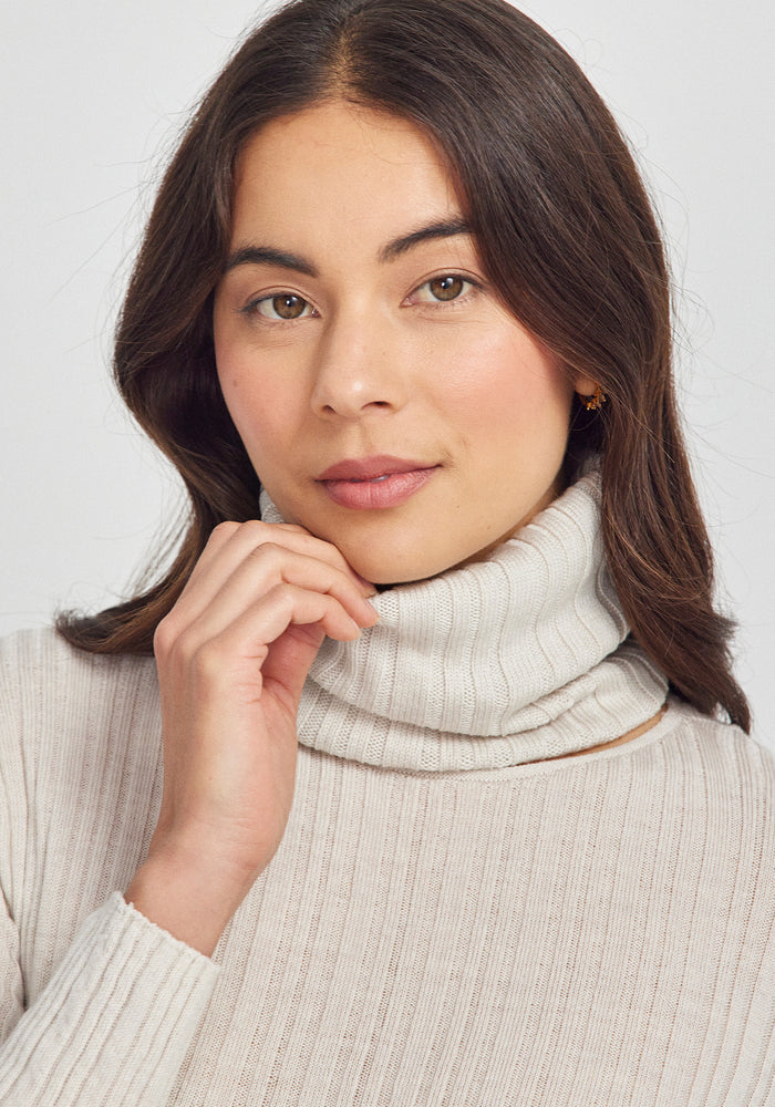 Rib Merino Snood - Ecru