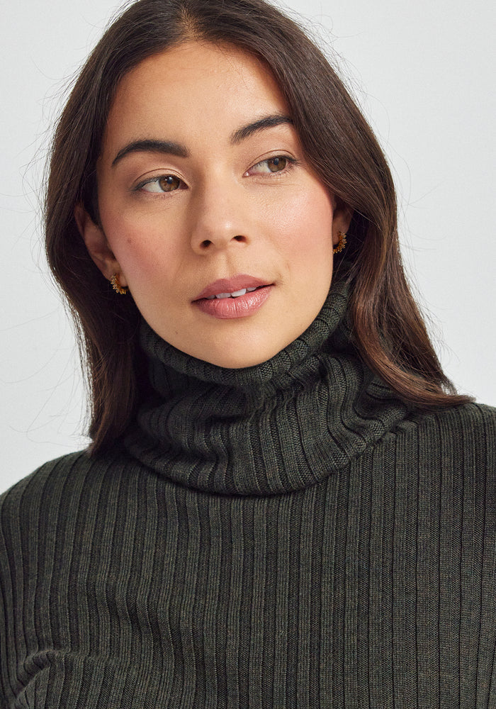 Rib Merino Snood - Forest