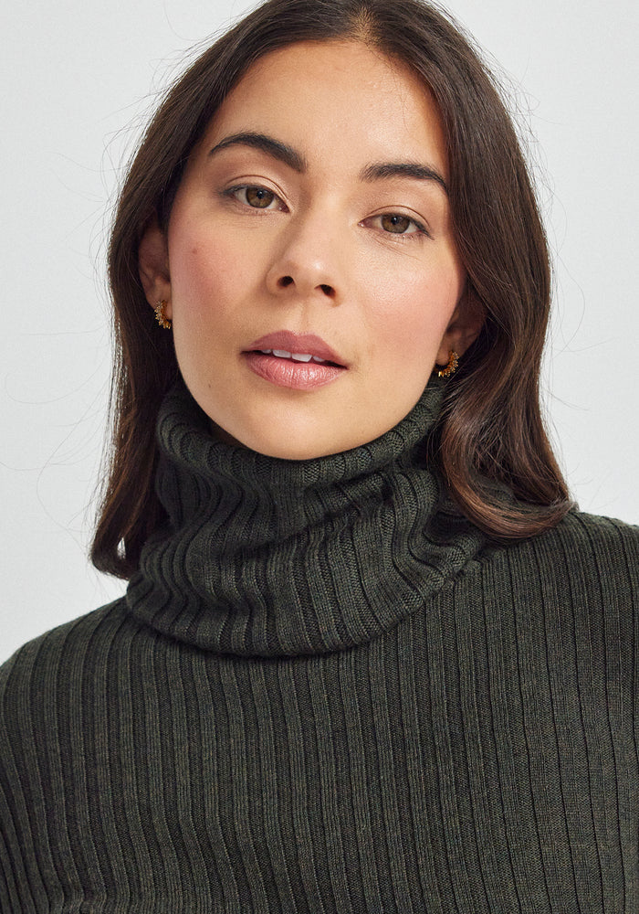 Rib Merino Snood - Forest