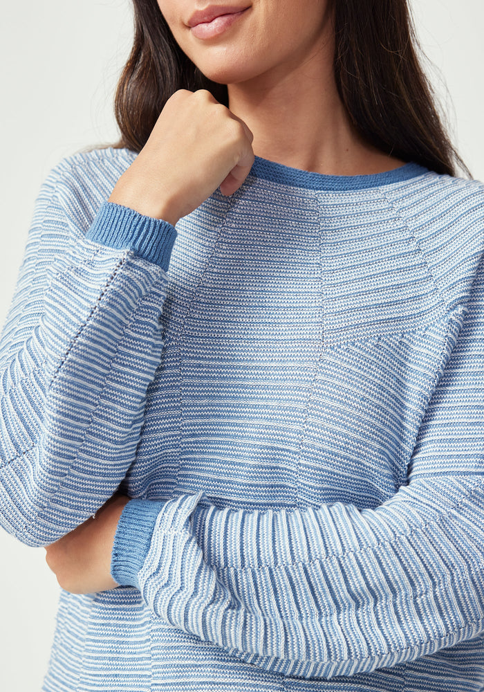 Saki Stripe Sweater - Cloud/Lakeside