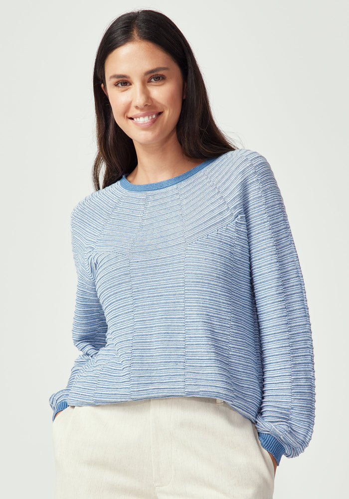 Saki Stripe Sweater - Cloud/Lakeside