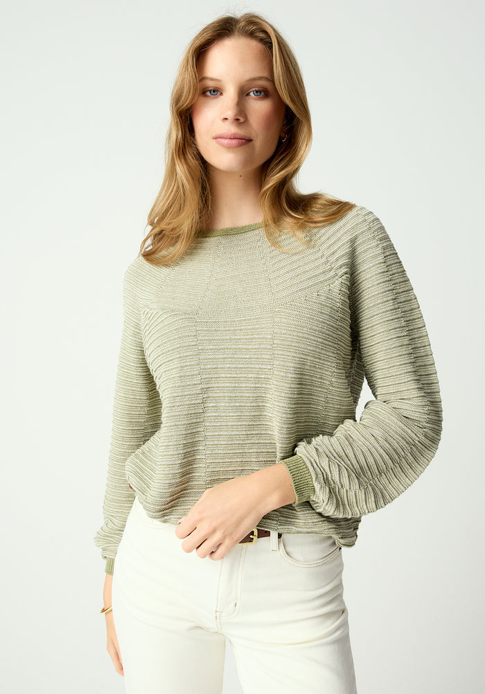 Saki Stripe Sweater - Oat Milk/Meadow