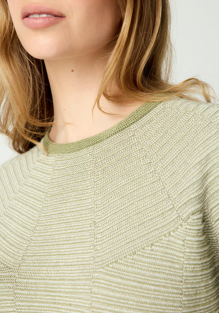 Saki Stripe Sweater - Oat Milk/Meadow