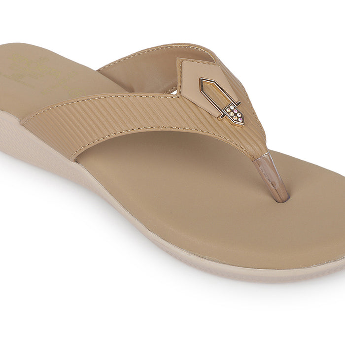 Senorita AGL-213 Beige Casual Slip on Slippers for Women by Liberty