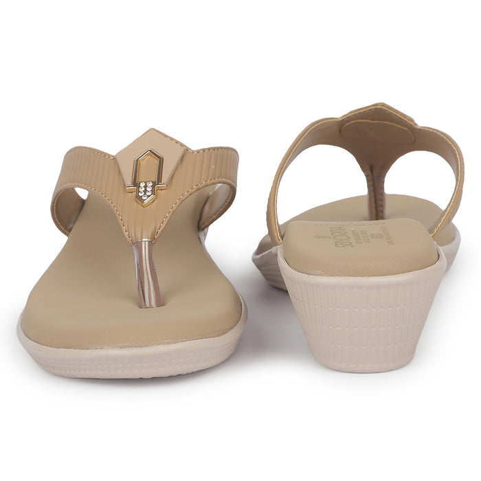Senorita AGL-213 Beige Casual Slip on Slippers for Women by Liberty