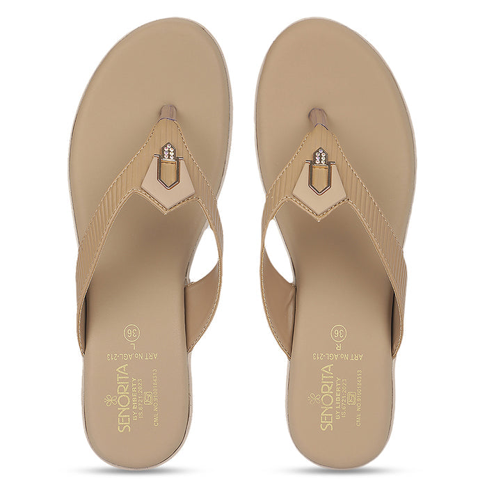 Senorita AGL-213 Beige Casual Slip on Slippers for Women by Liberty