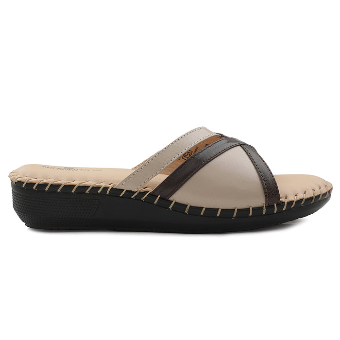 Senorita Beige Casual Flat Sandal For Women AGL-126P By Liberty