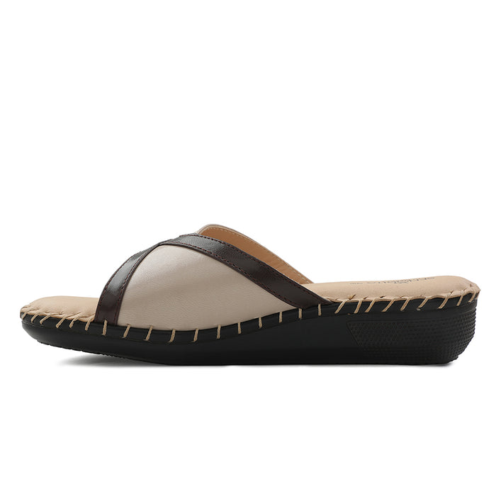 Senorita Beige Casual Flat Sandal For Women AGL-126P By Liberty