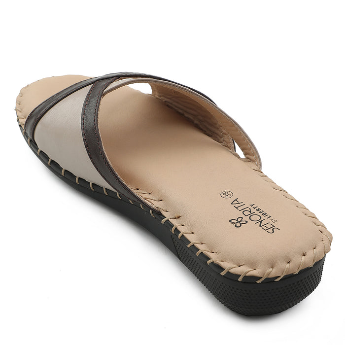 Senorita Beige Casual Flat Sandal For Women AGL-126P By Liberty