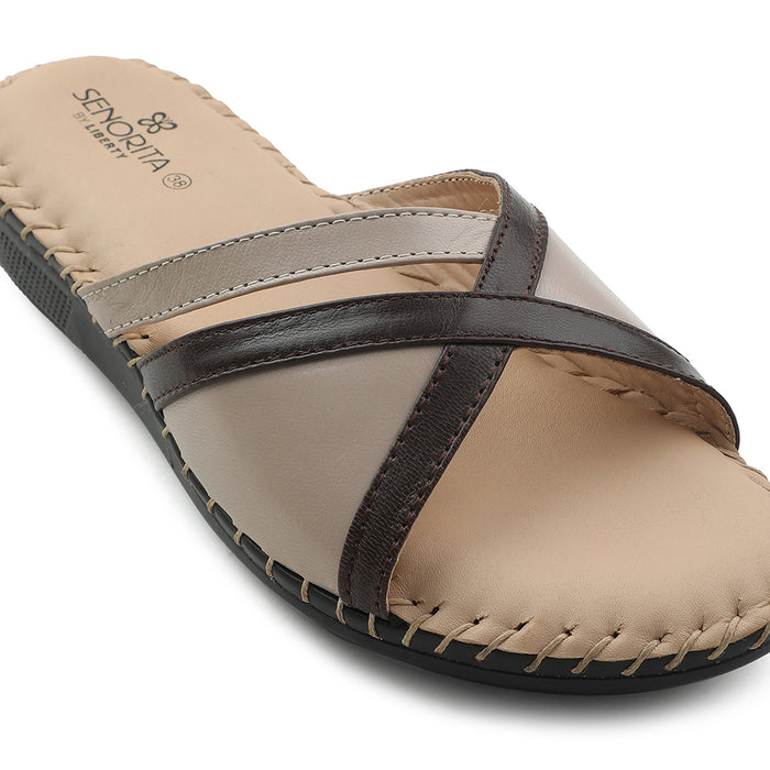 Senorita Beige Casual Flat Sandal For Women AGL-126P By Liberty