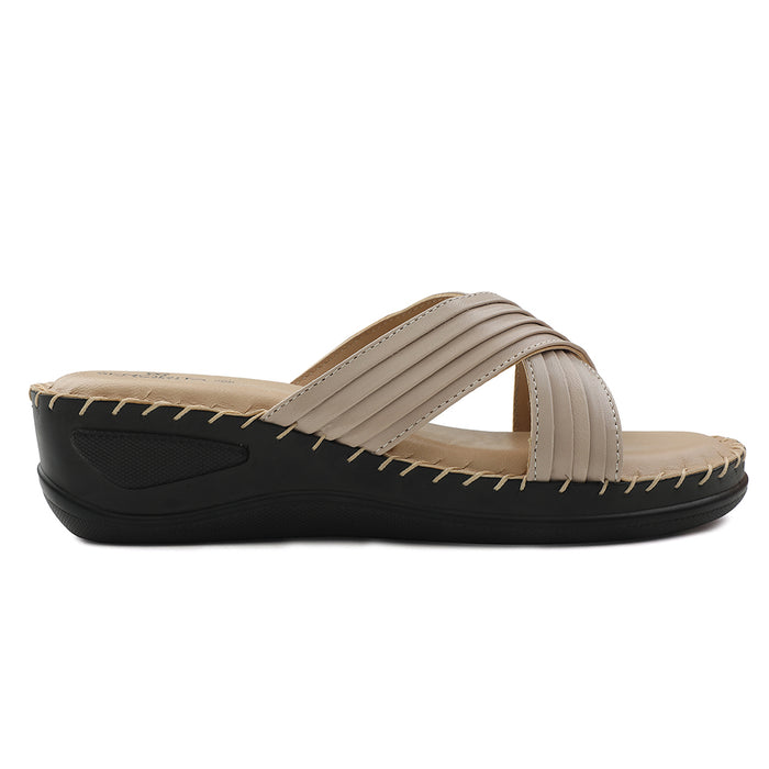 Senorita Beige Casual Wedge Heel Sandal For Women AGL-127P By Liberty