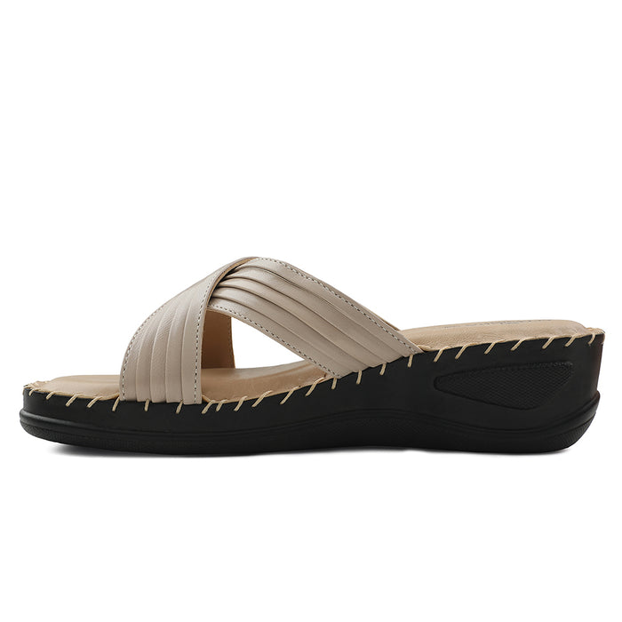 Senorita Beige Casual Wedge Heel Sandal For Women AGL-127P By Liberty