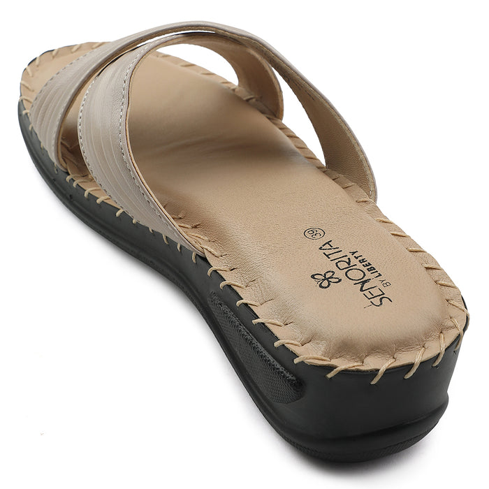 Senorita Beige Casual Wedge Heel Sandal For Women AGL-127P By Liberty