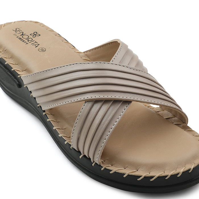 Senorita Beige Casual Wedge Heel Sandal For Women AGL-127P By Liberty