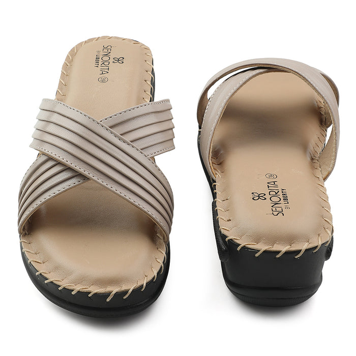 Senorita Beige Casual Wedge Heel Sandal For Women AGL-127P By Liberty