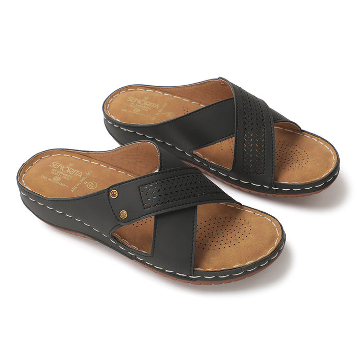 Senorita Black Casual Slipper For Women AGL-105E