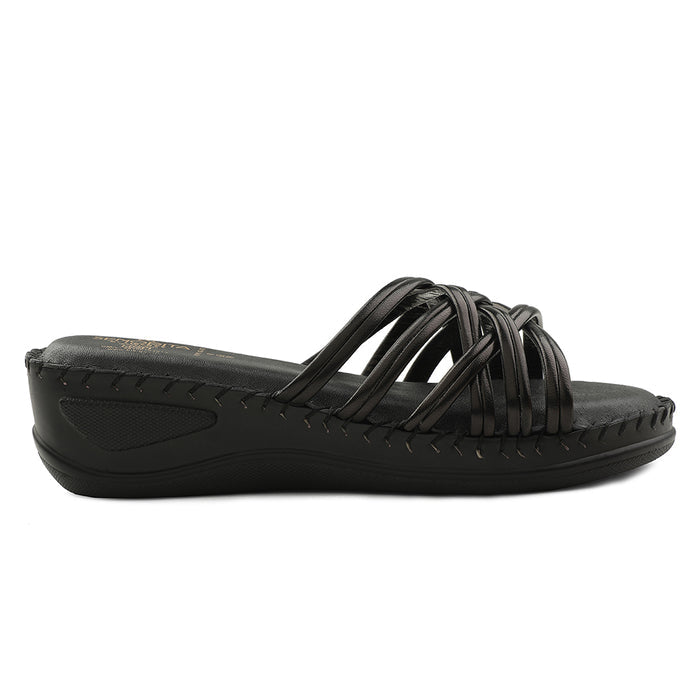 Senorita Black Casual Wedge Heel Sandal For Women AGL-122P By Liberty